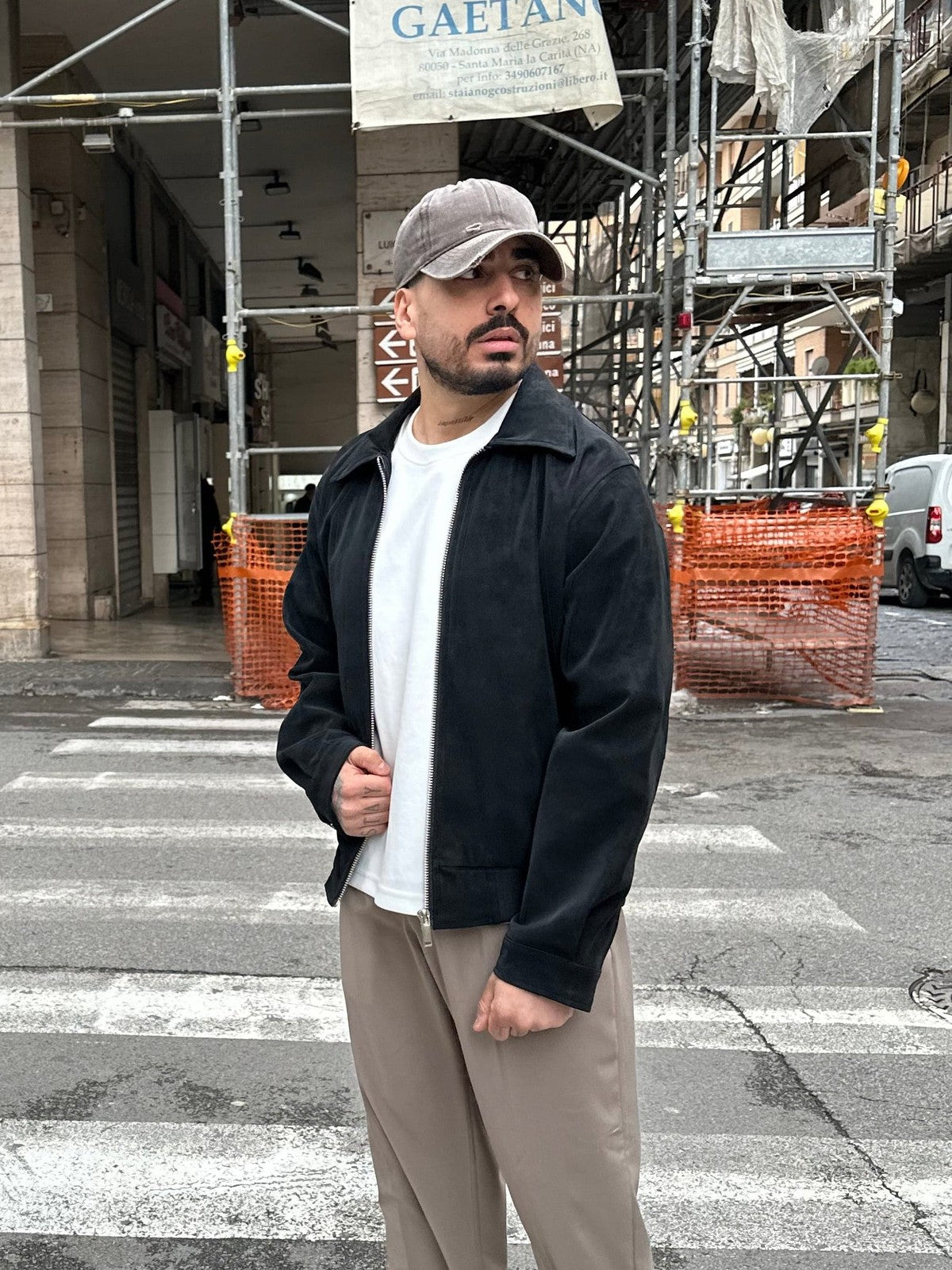 Jacket suede black minimal