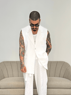 Gilet in lino white