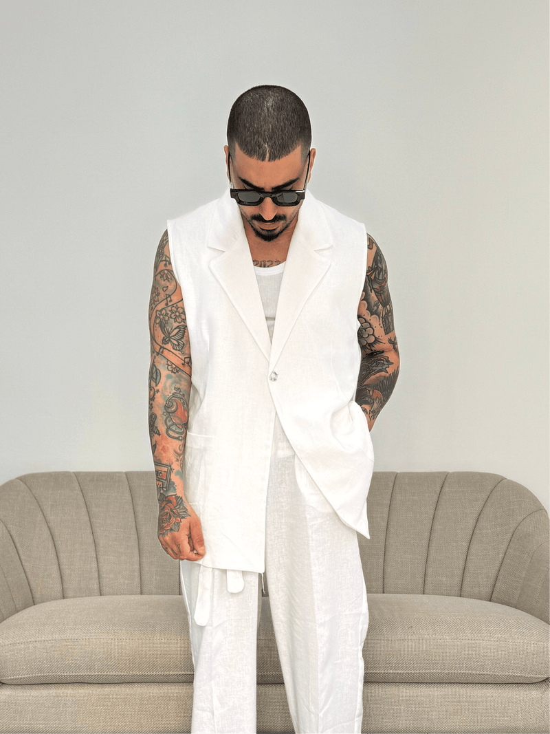 Gilet in lino white