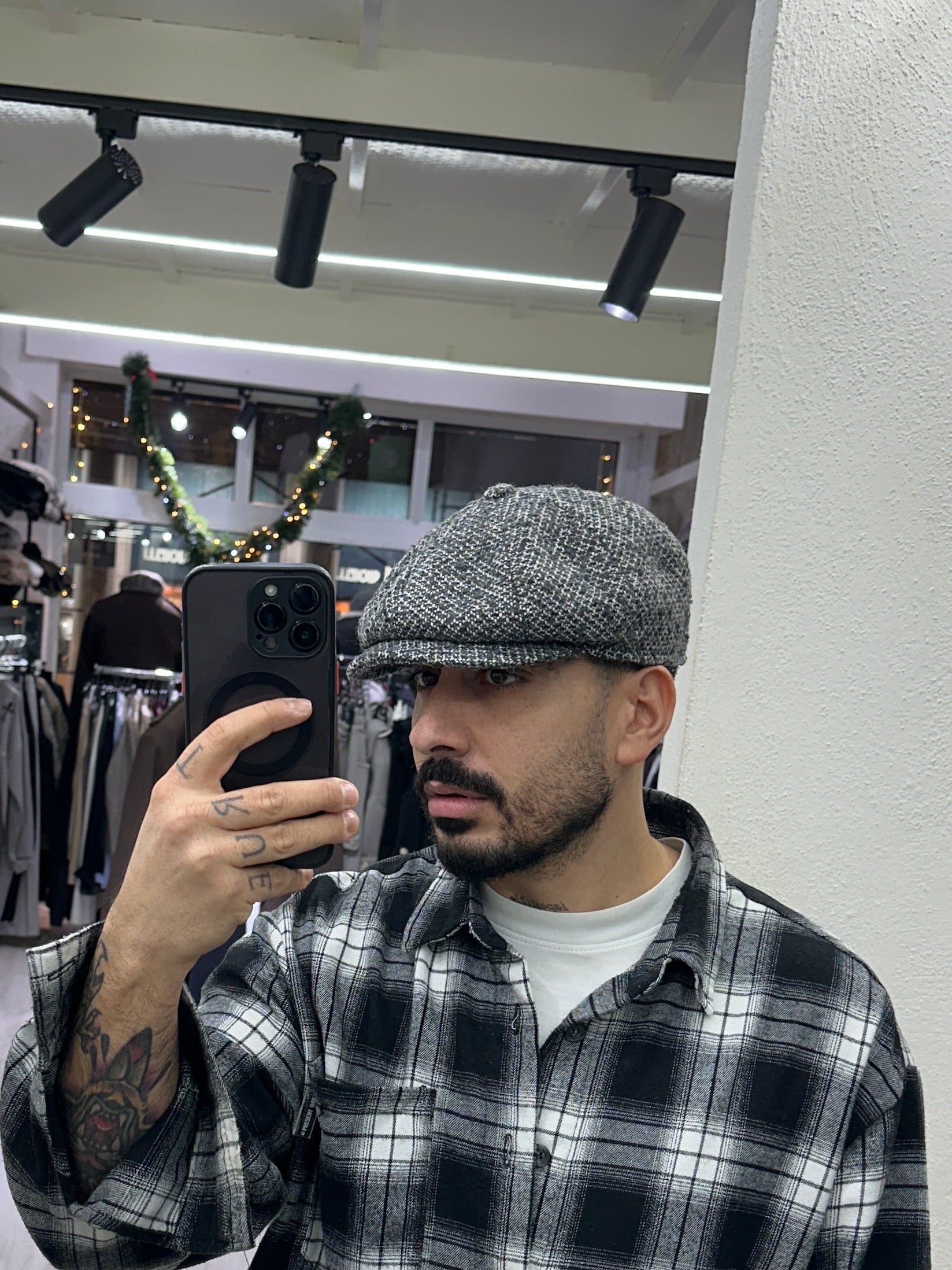 Coppola irlandese bouclè melange/bianco