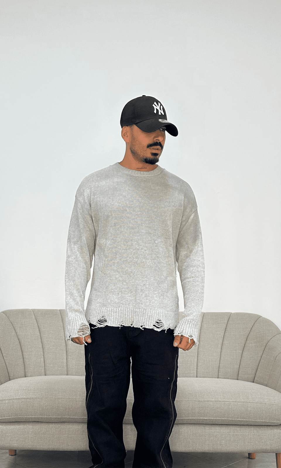 Maglioncino broken wash grey