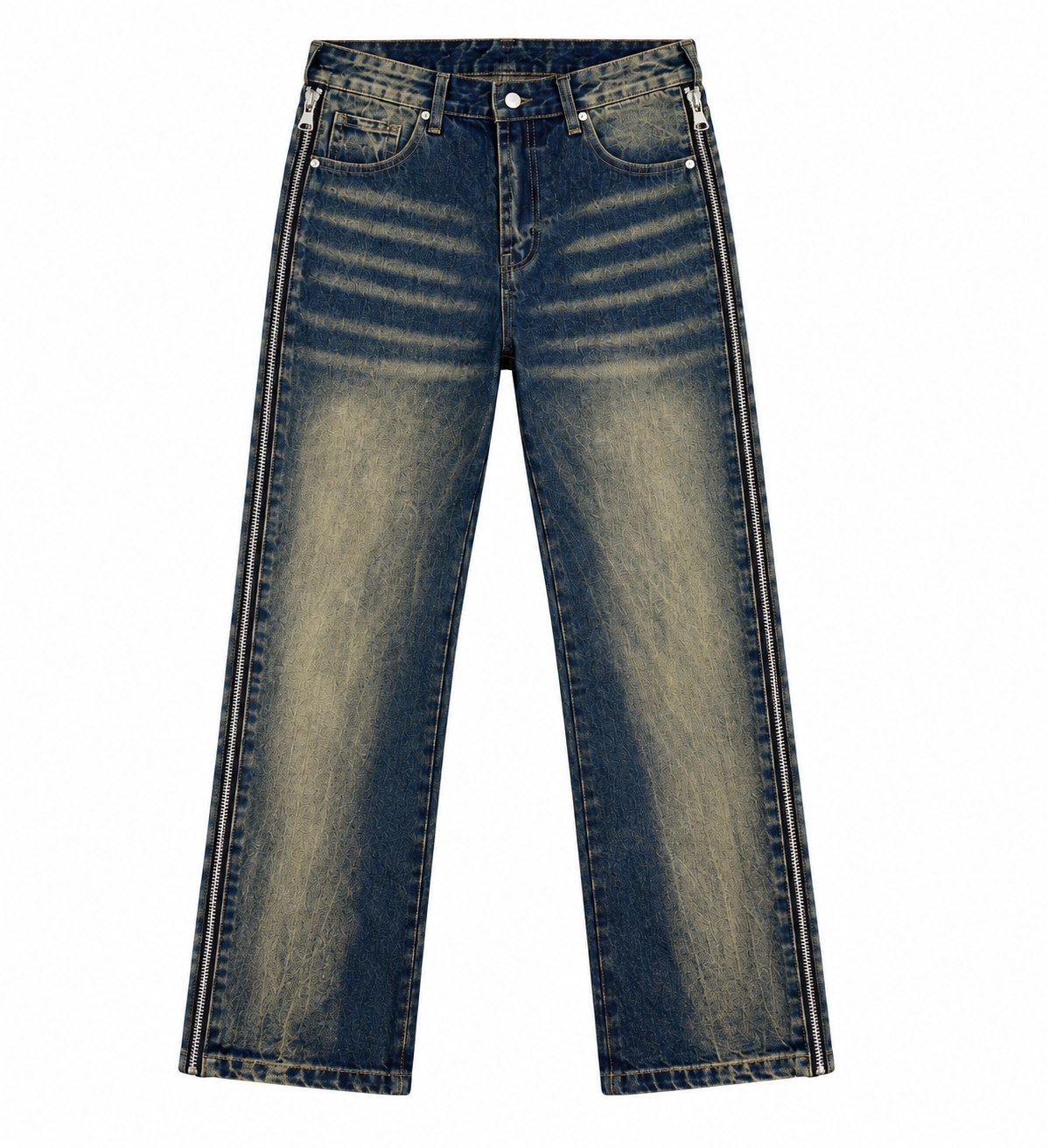 Denim Flare zip stripe sand
