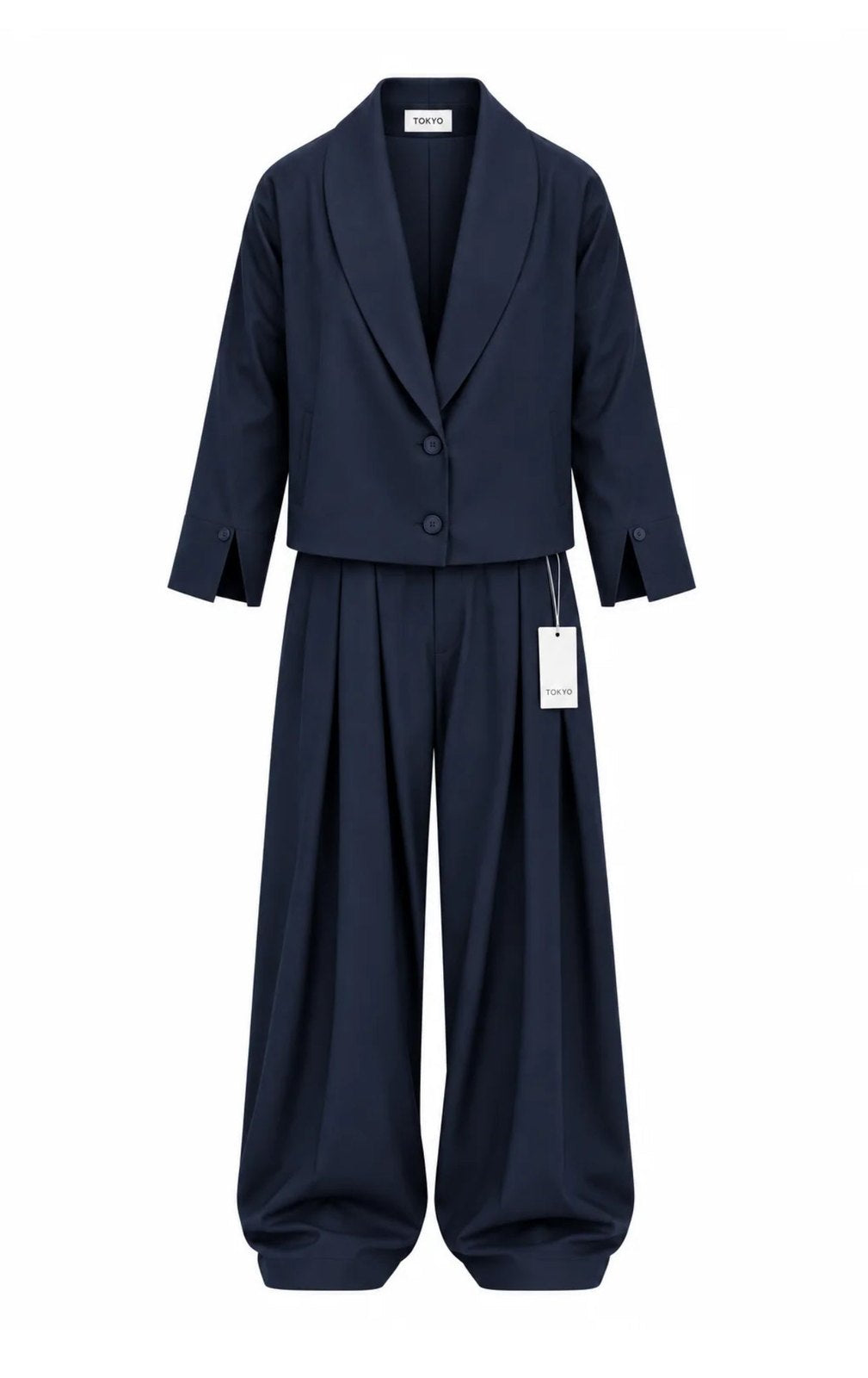 Abito sciallato blue Tokyo couture