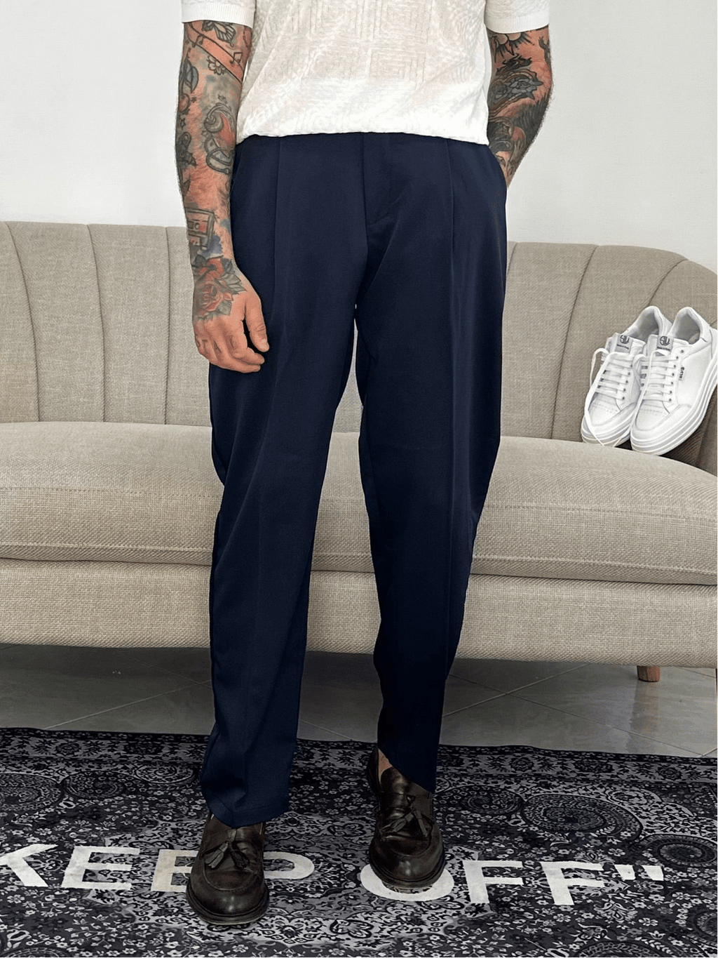 Pantaloni fondo ampio blue