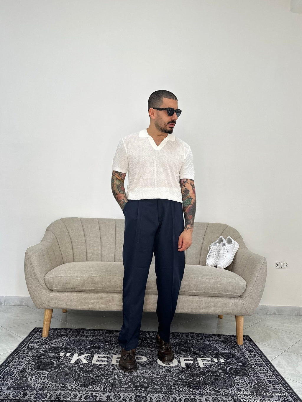 Pantaloni fondo ampio blue