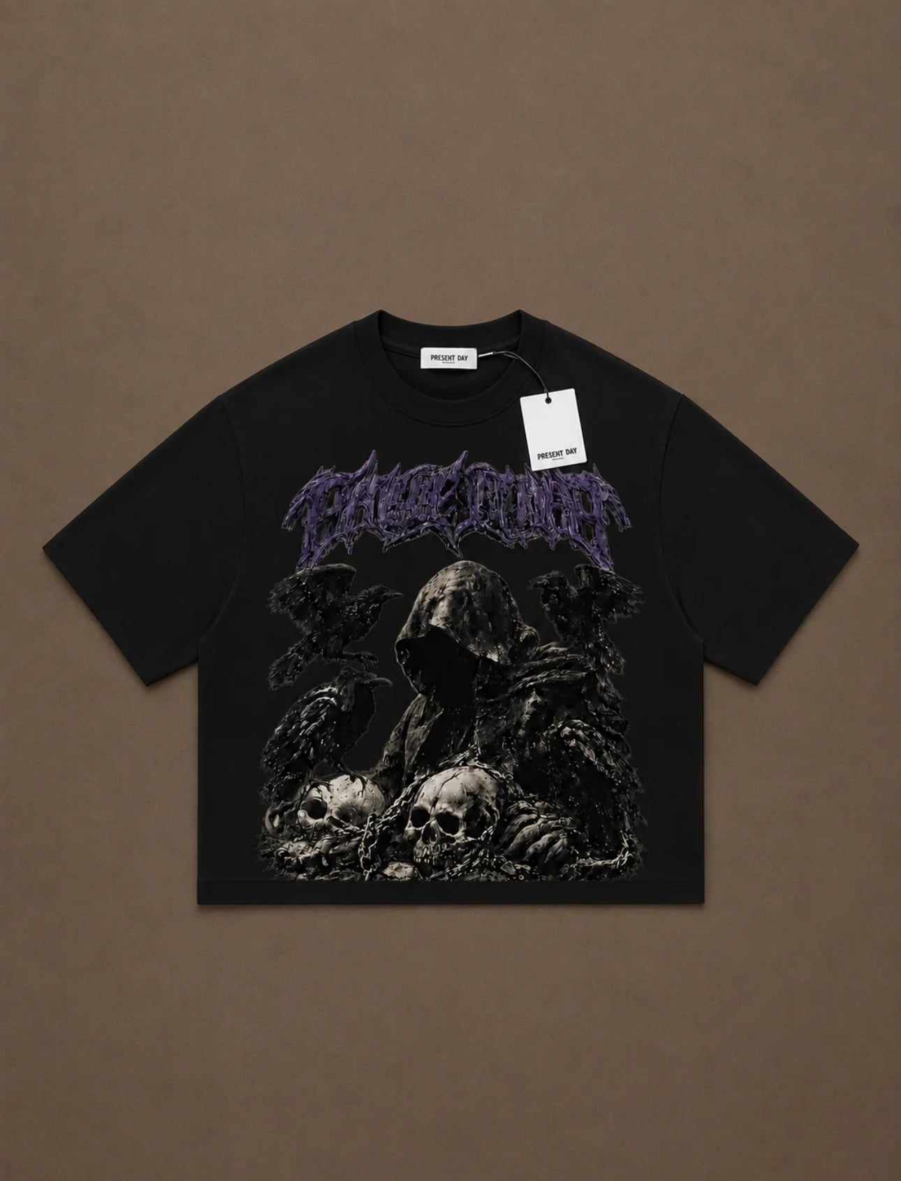 T-shirt Crop scared black Present day