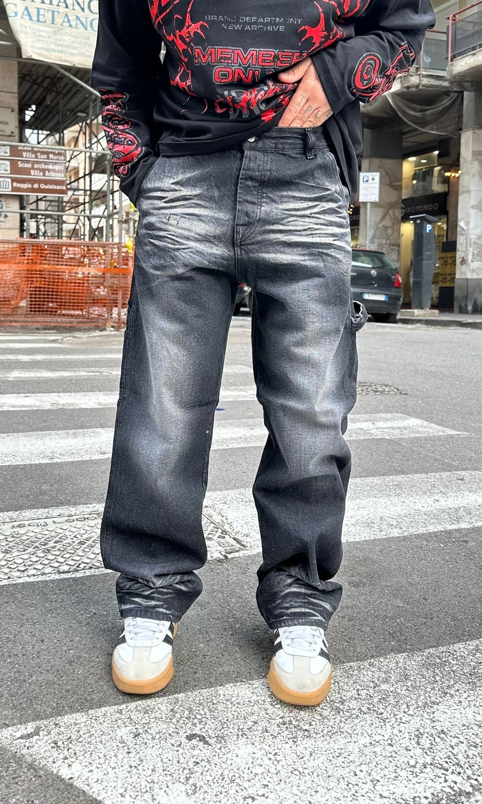 Denim baggy carpenter black tiger