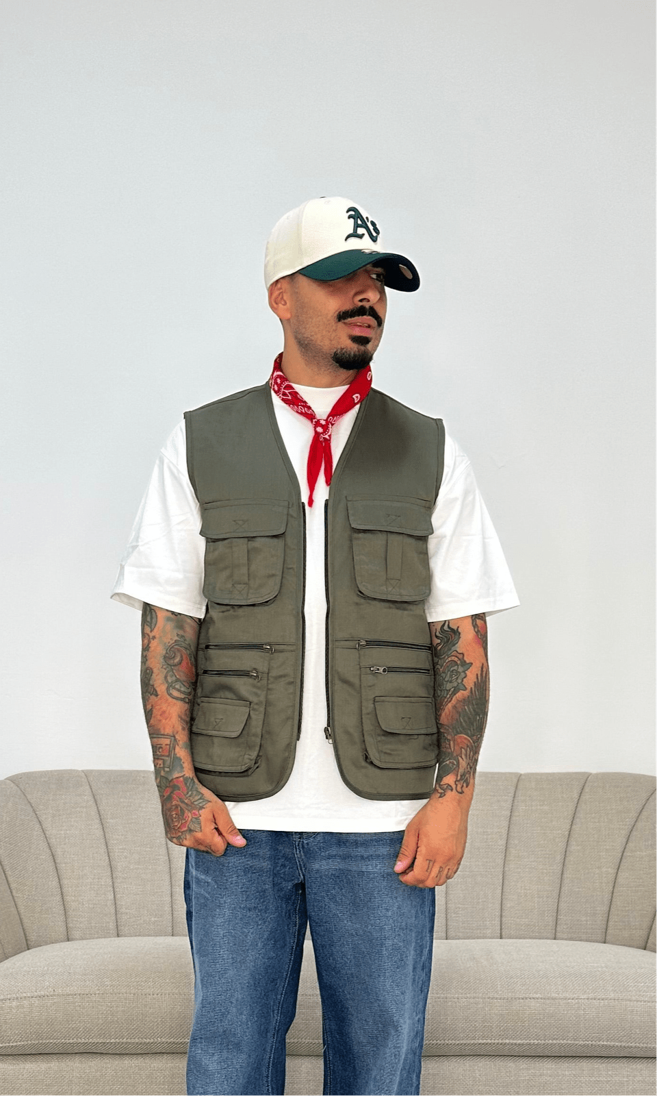 Gilet work military green