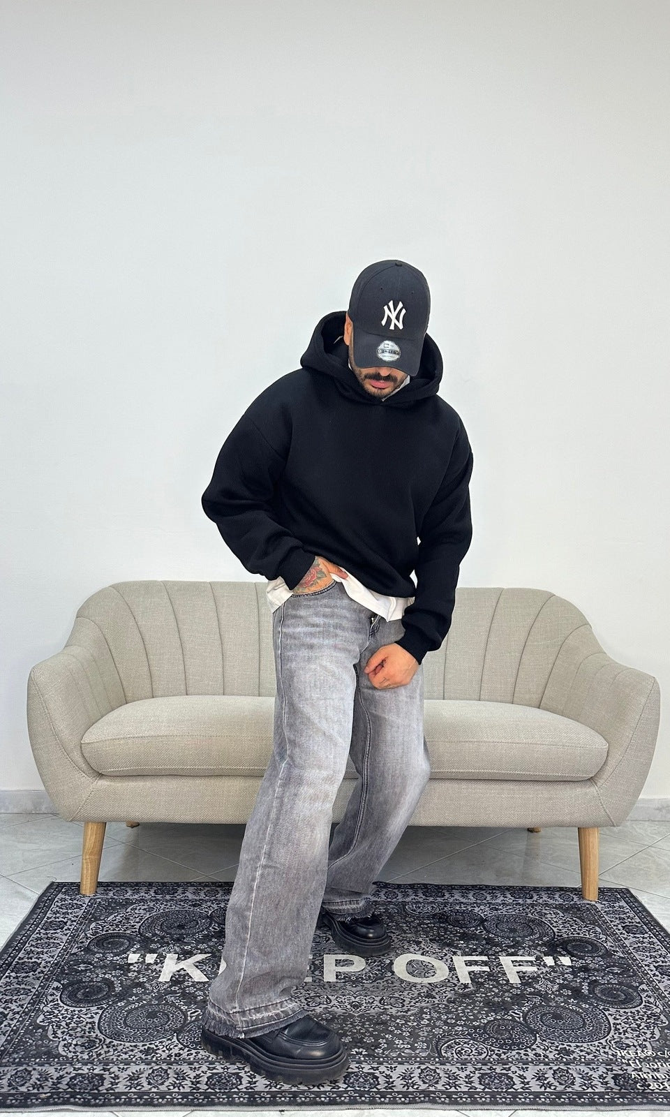 Denim flare clean grey