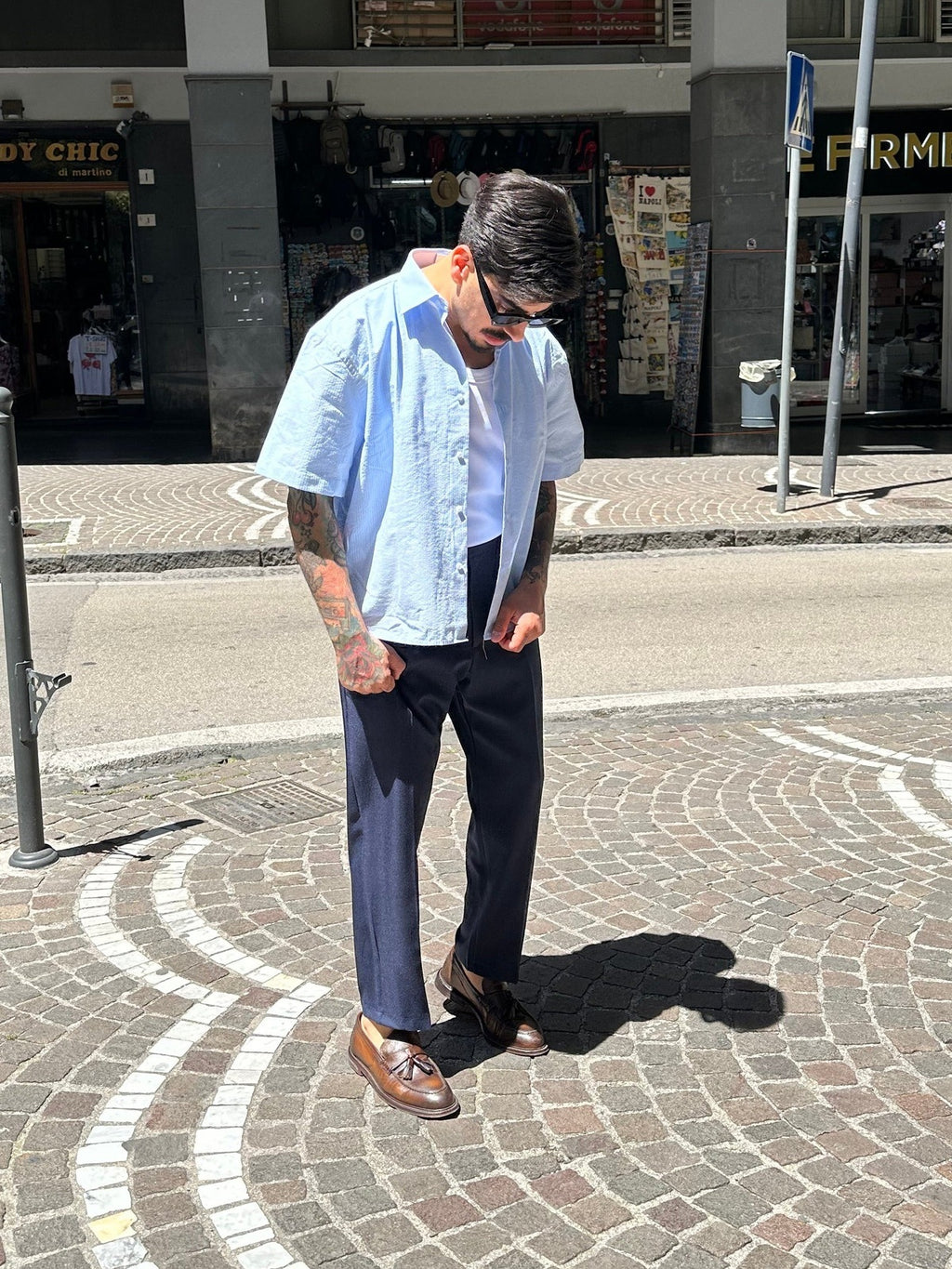 Pantaloni chino blue