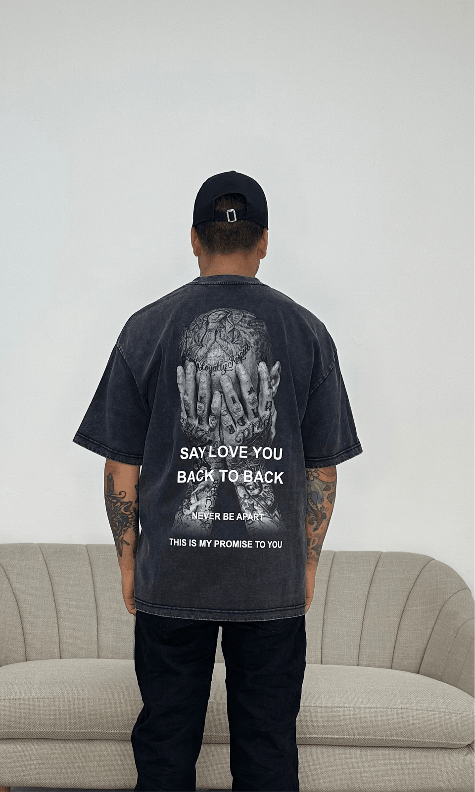 T-shirt back grey wash