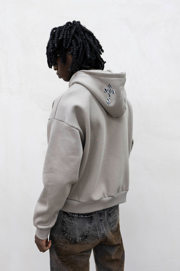 Hoodie crosses zip sabbia