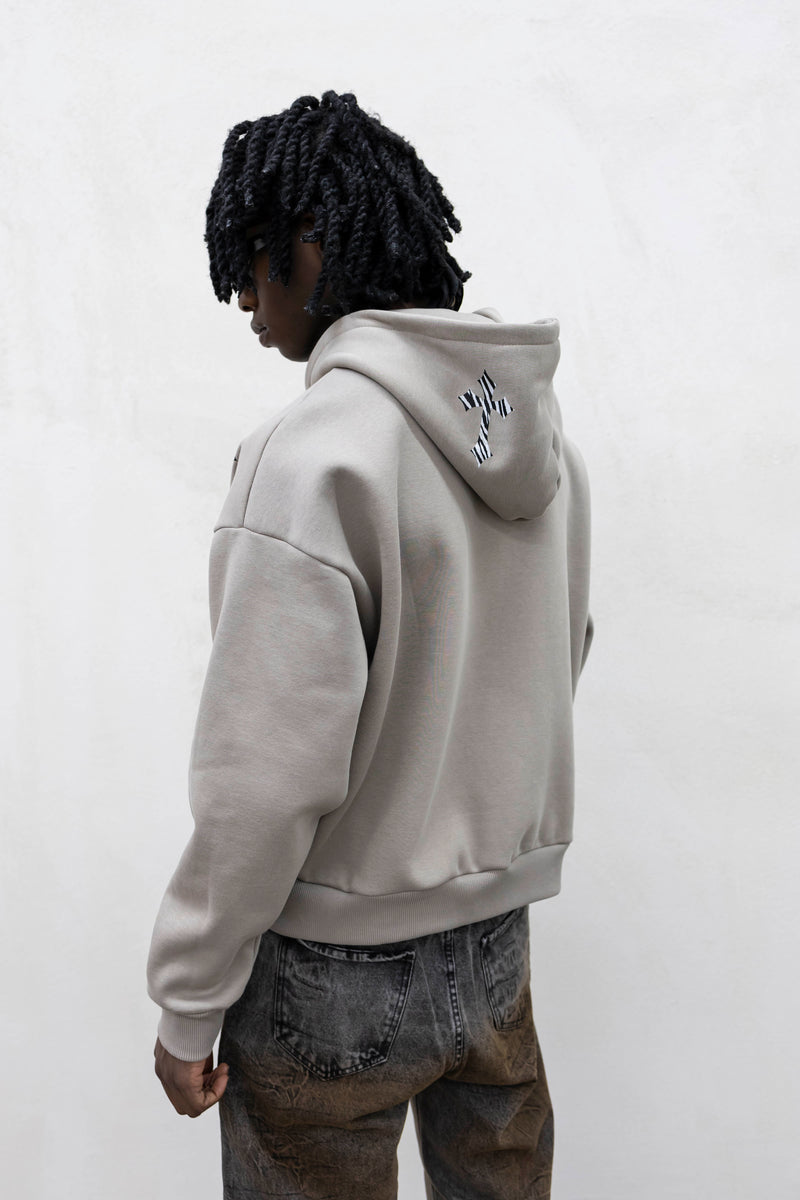 Hoodie crosses zip sabbia