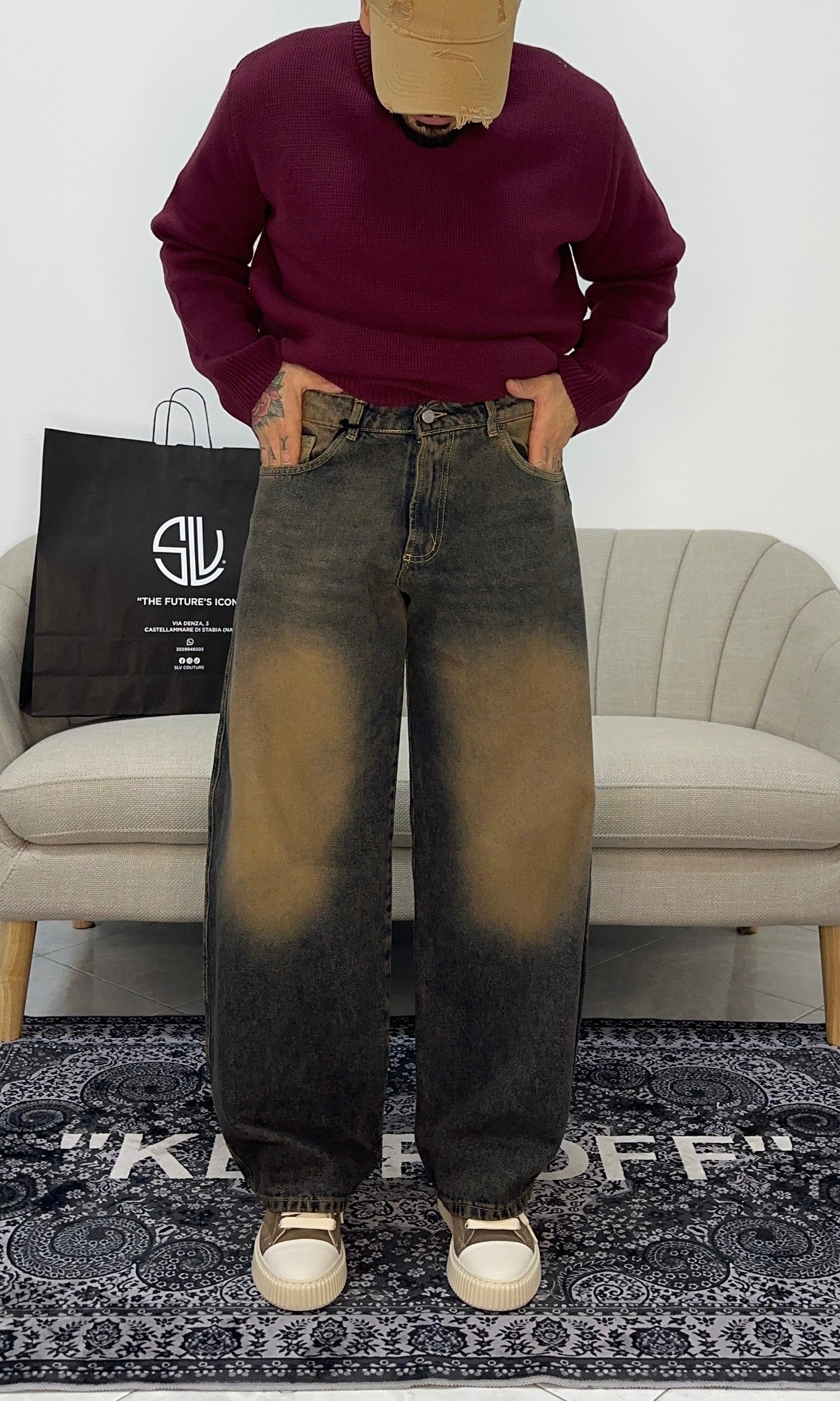 Denim baloon dark blu sand