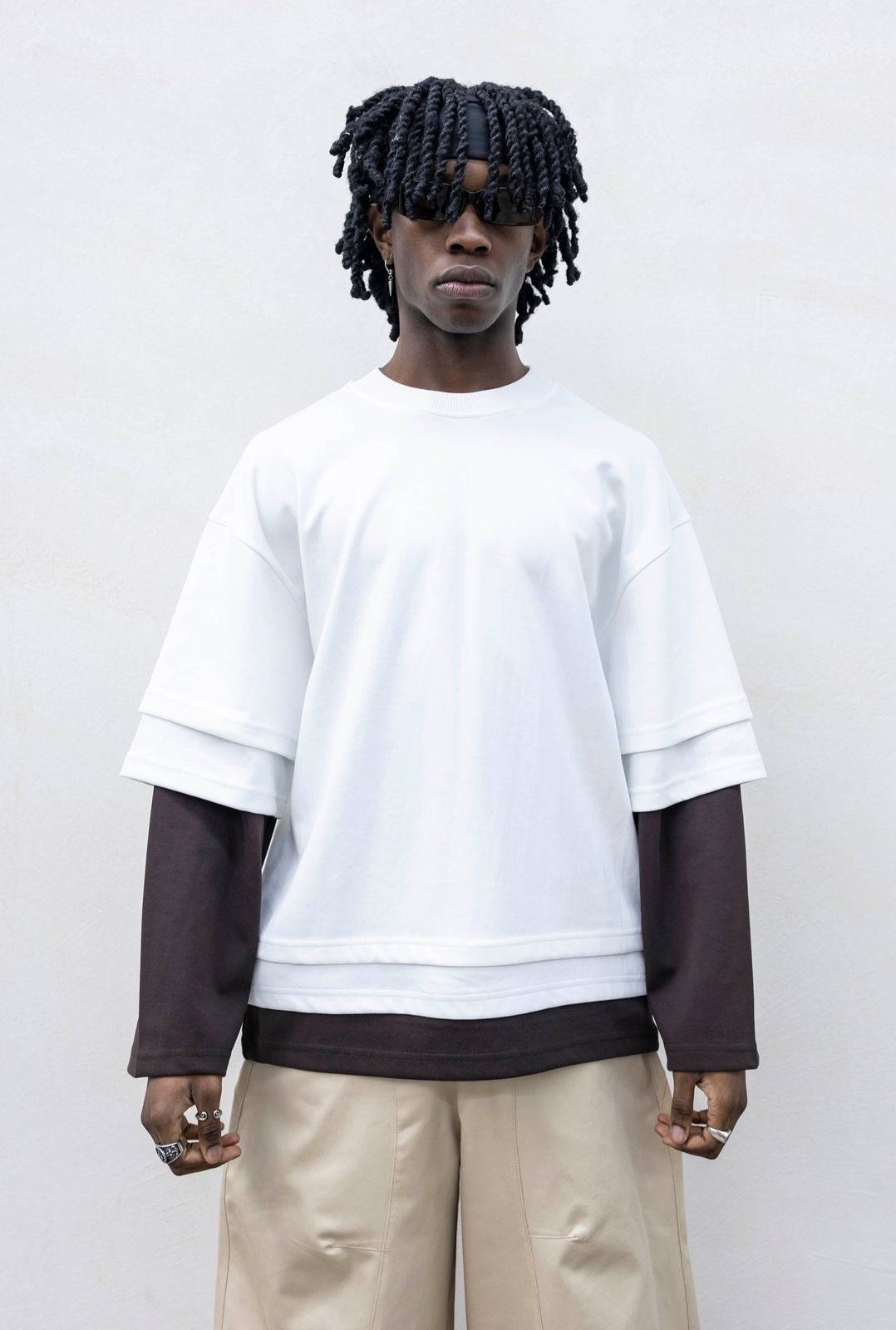 Long sleeve triple white/brown present day