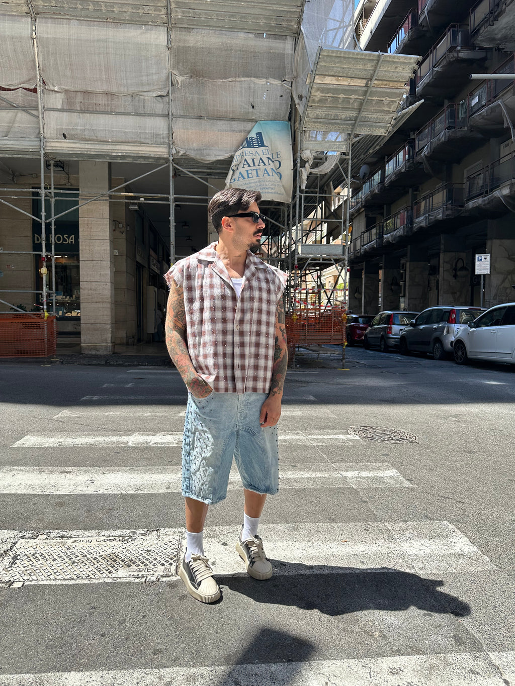 Denim jorts light blue borchie Passion