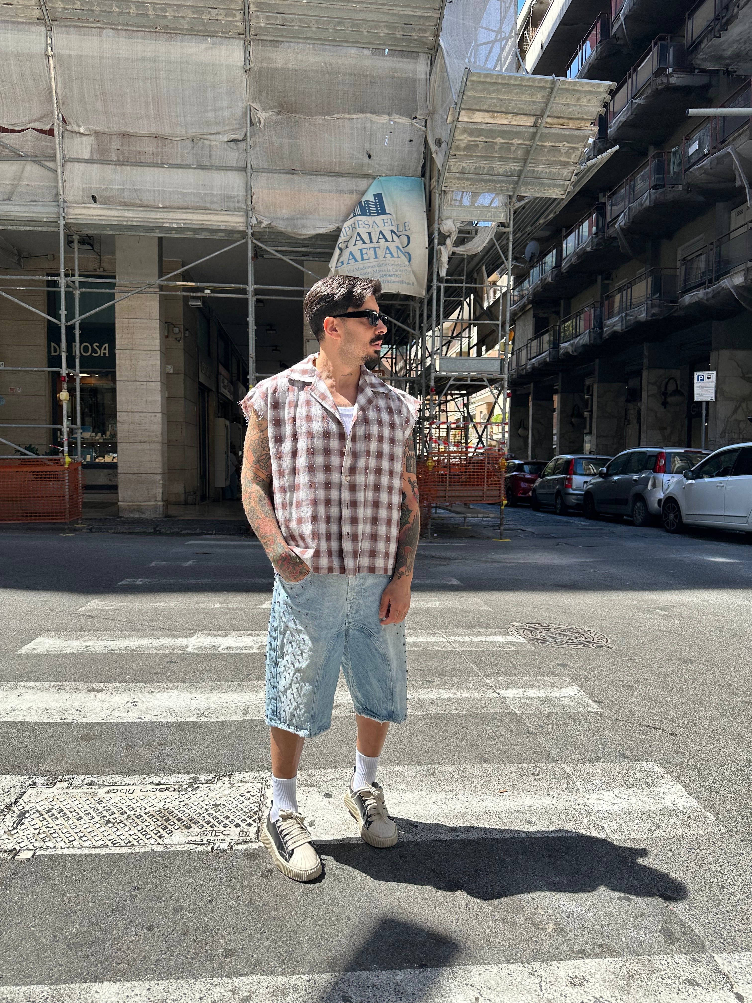 Denim jorts light blue borchie Passion
