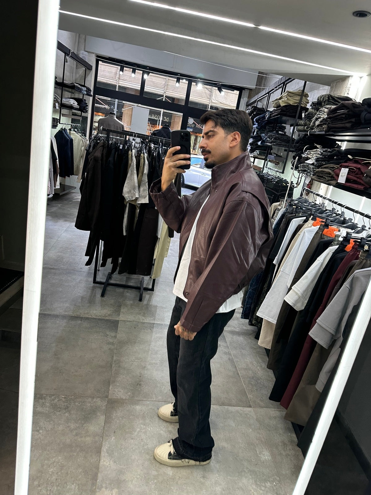 Giacca eco pelle cropped bordeaux