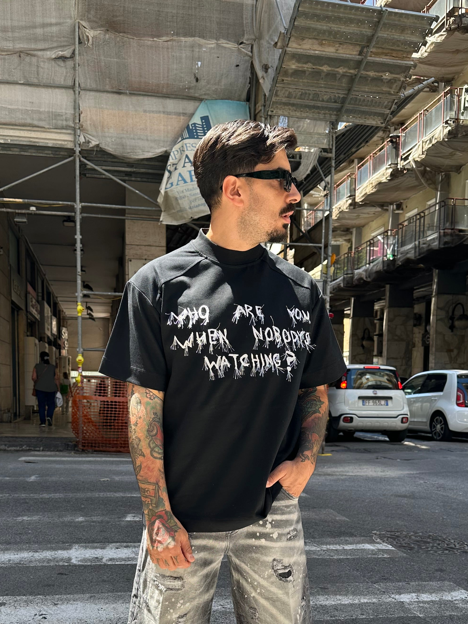 T-shirt Watch ricamo black
