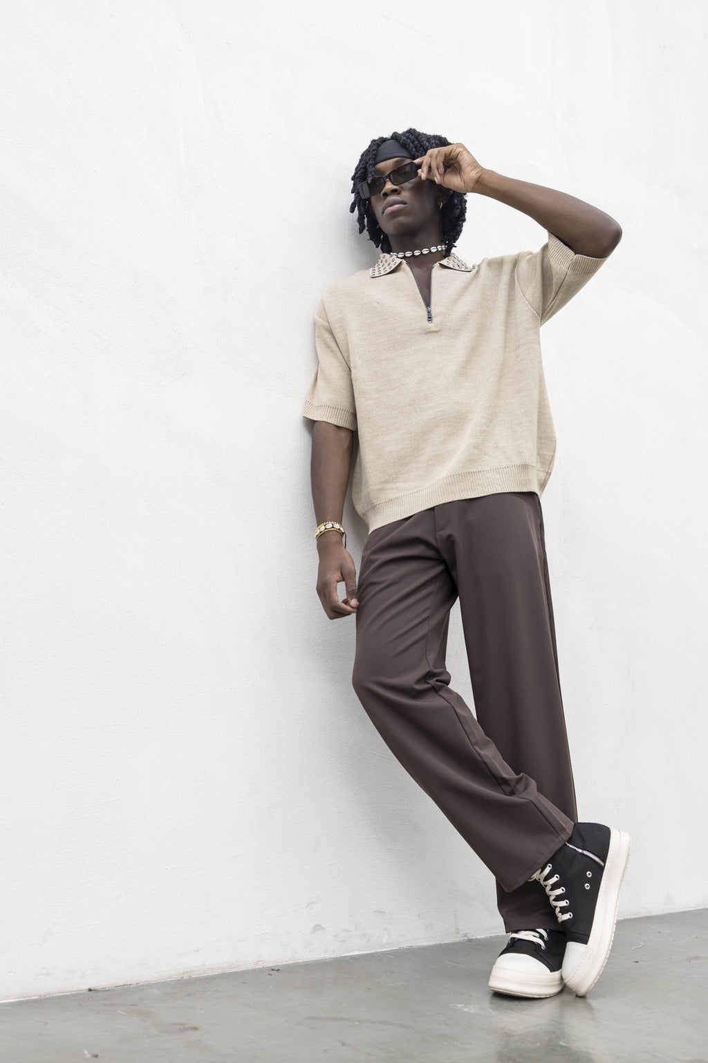 Polo Zip Borchie Beige Tokyo