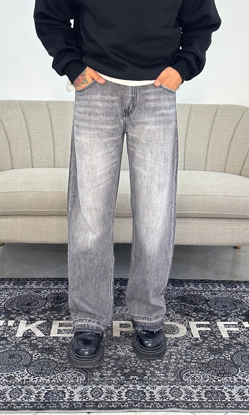 Denim flare clean grey