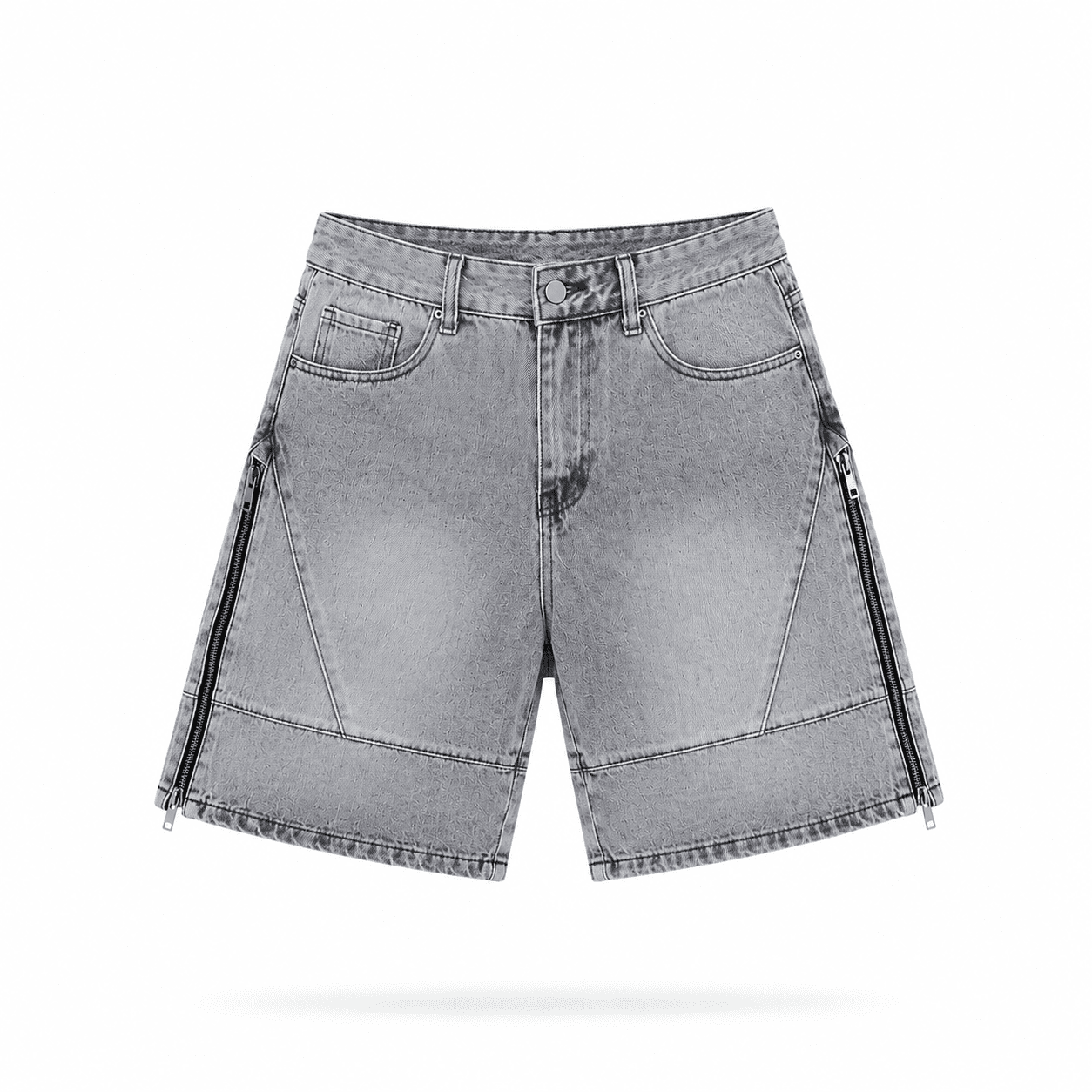 Short denim insert zip grey