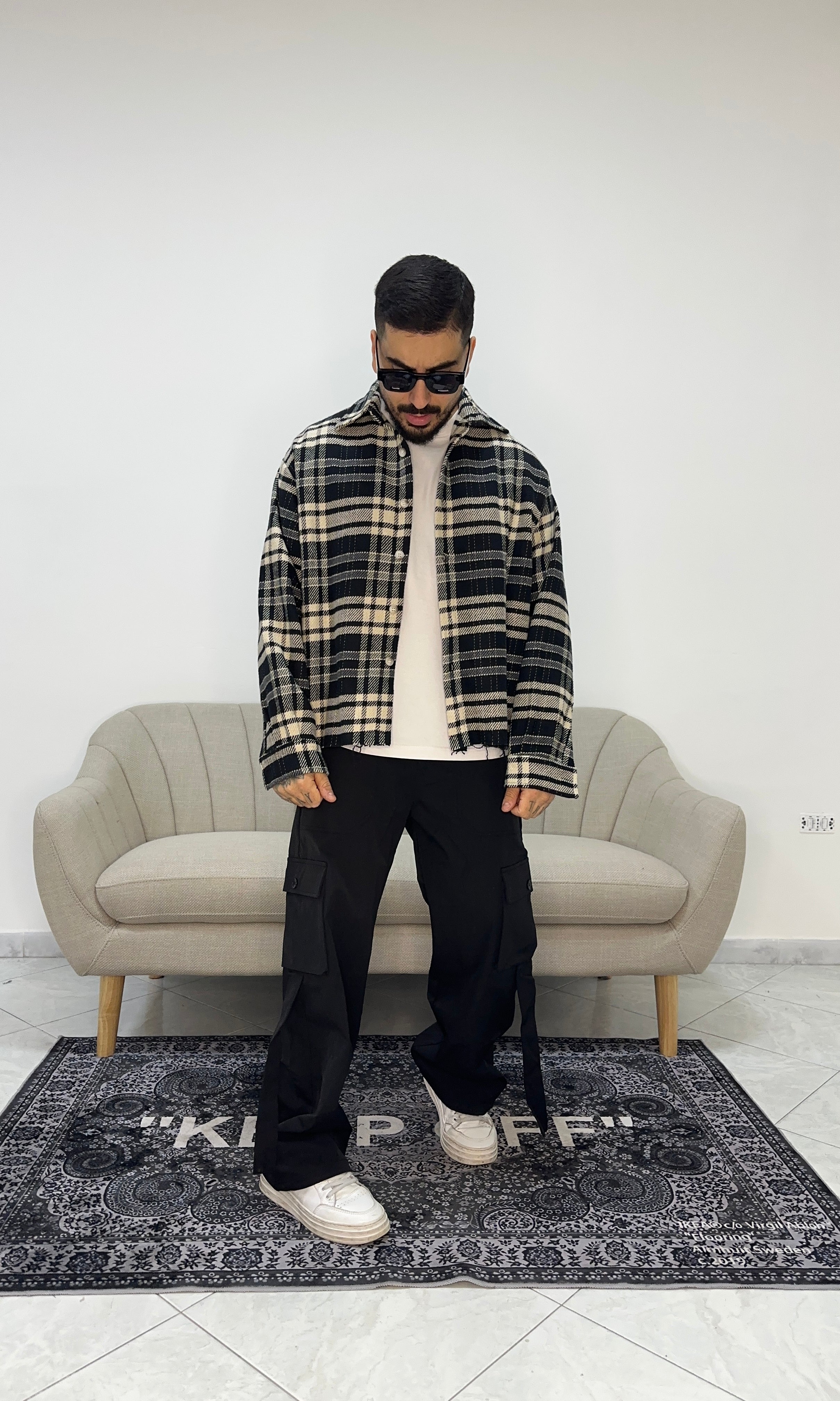 Camicia flanella crop black