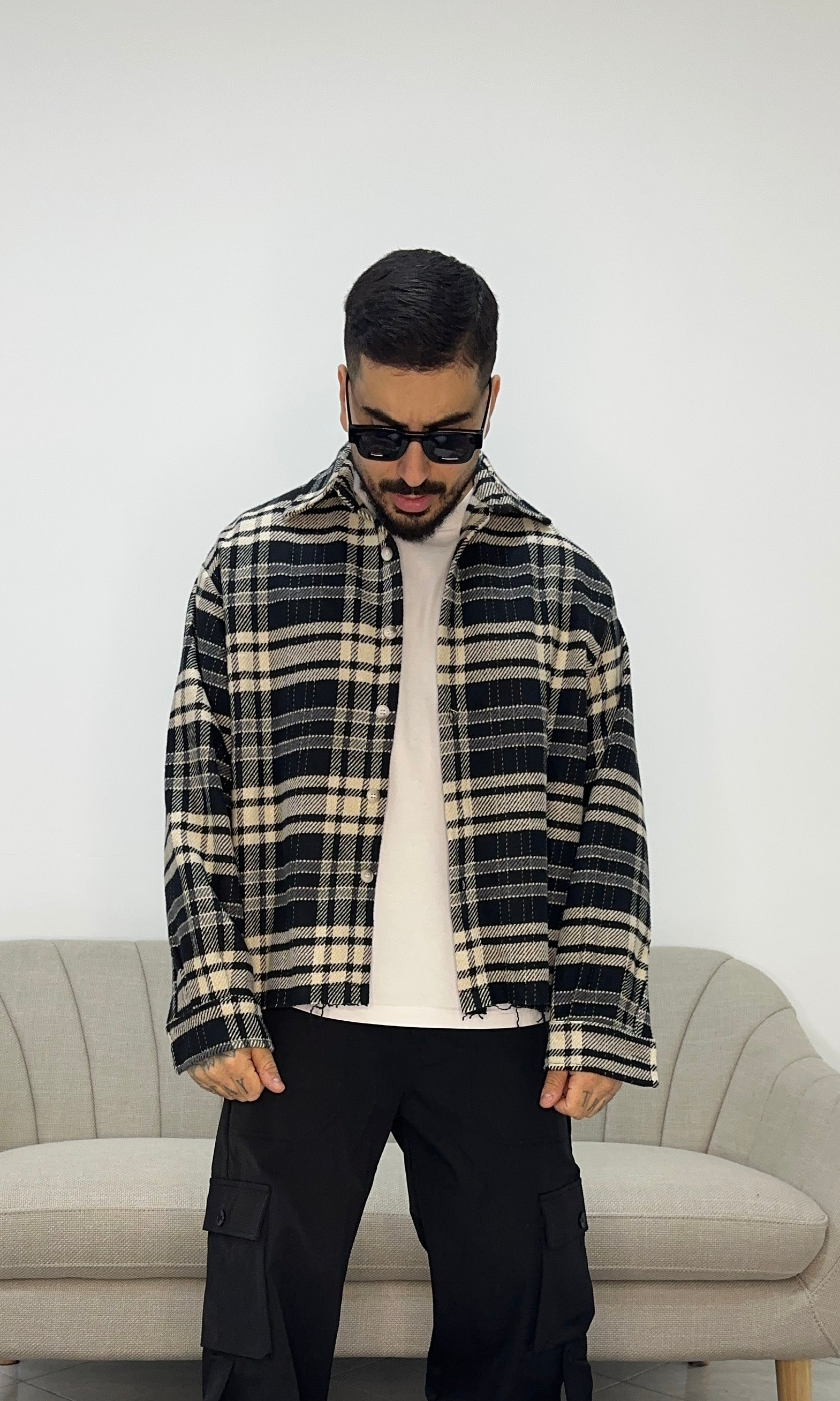 Camicia flanella crop black