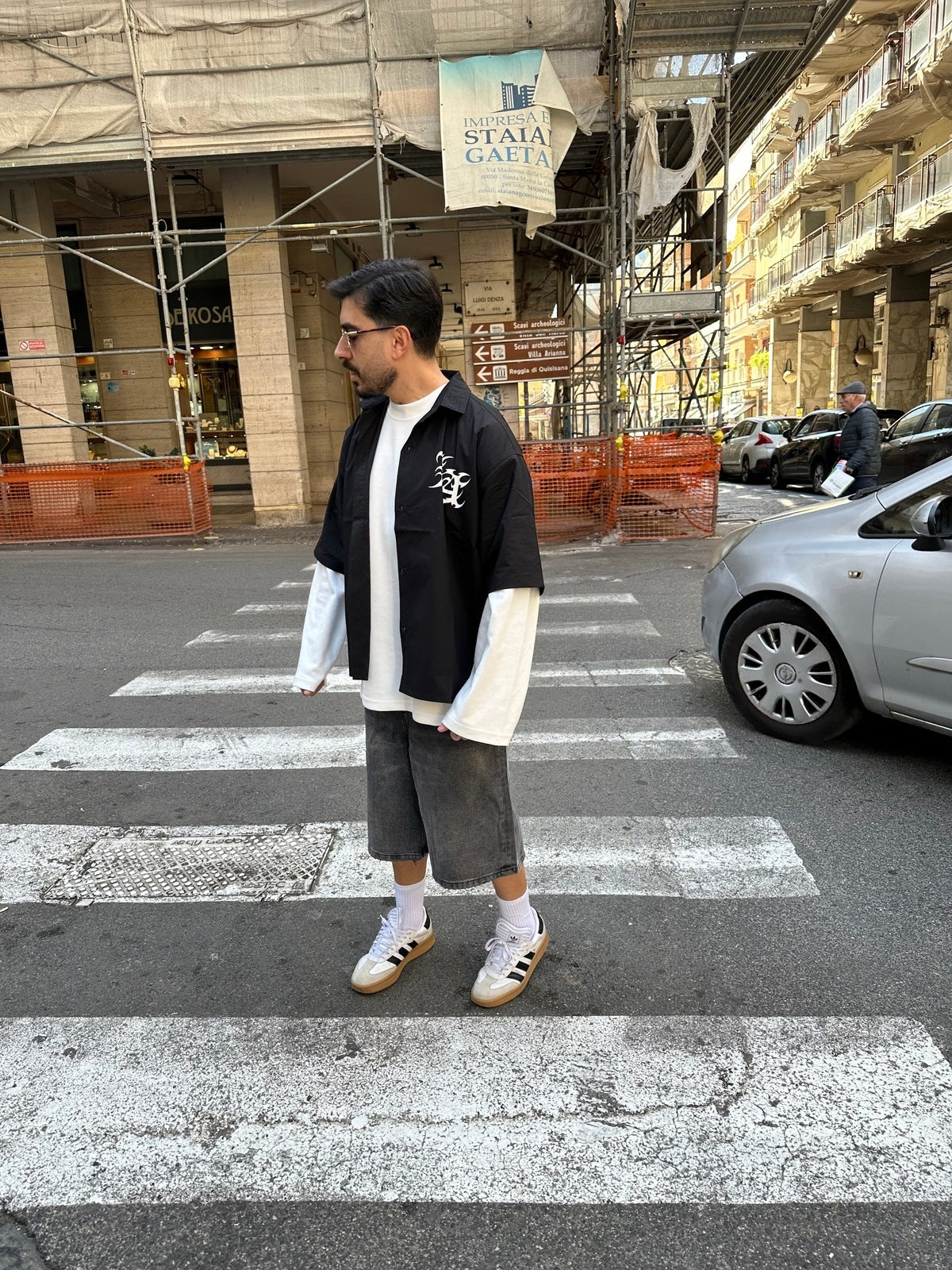 Denim jorts wash grey