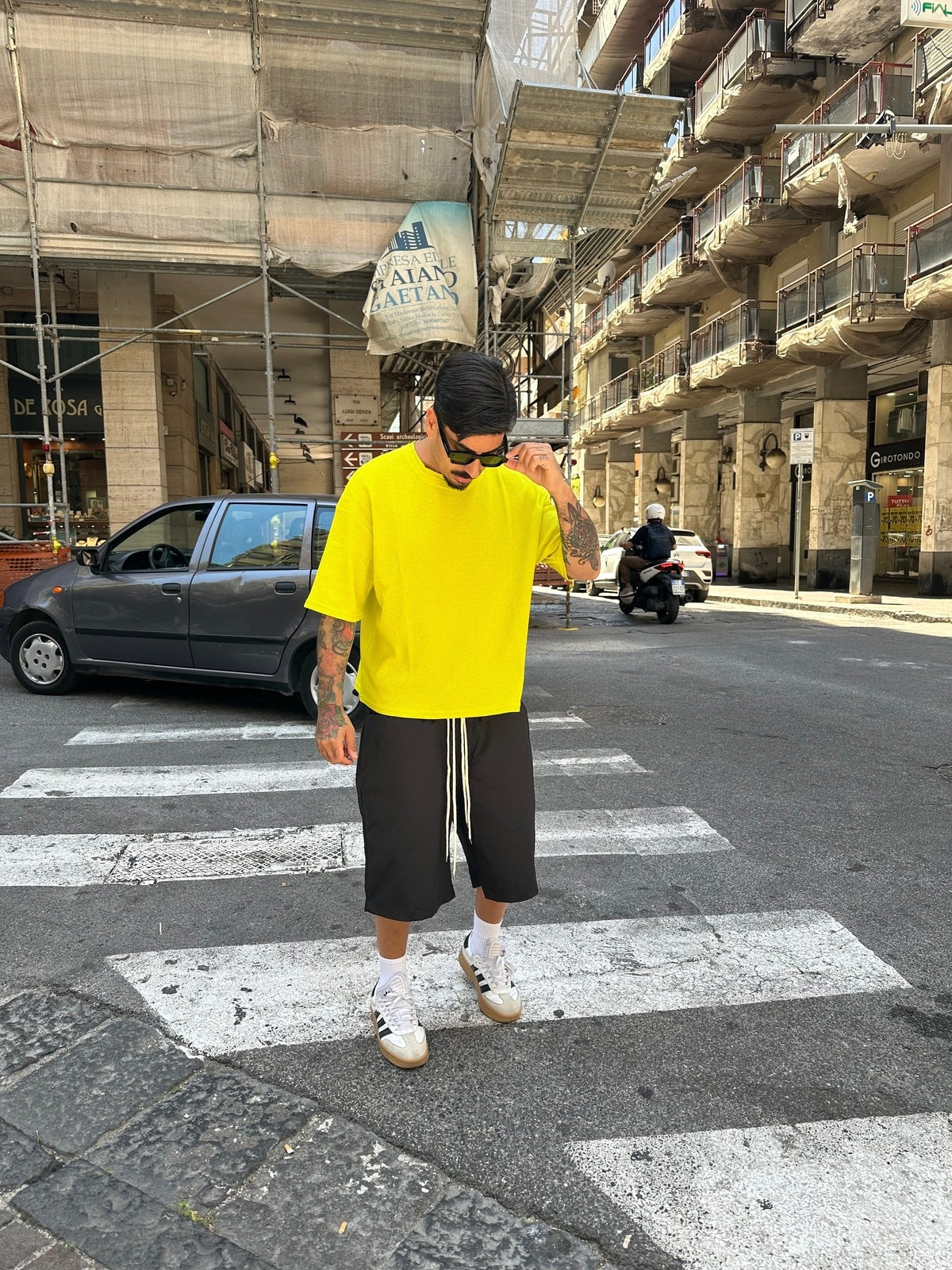Tee Crop waffle lime Tokyo