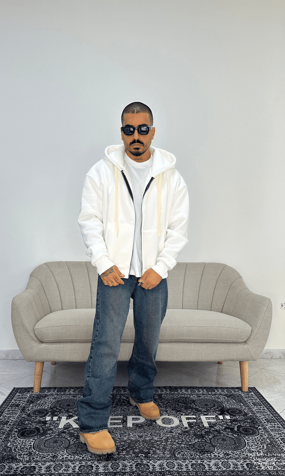 Felpa boxy zip white