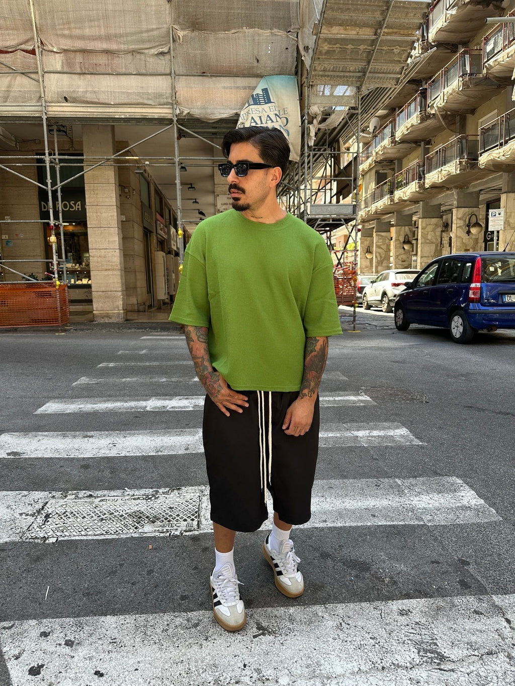 Tee Crop waffle green Tokyo couture
