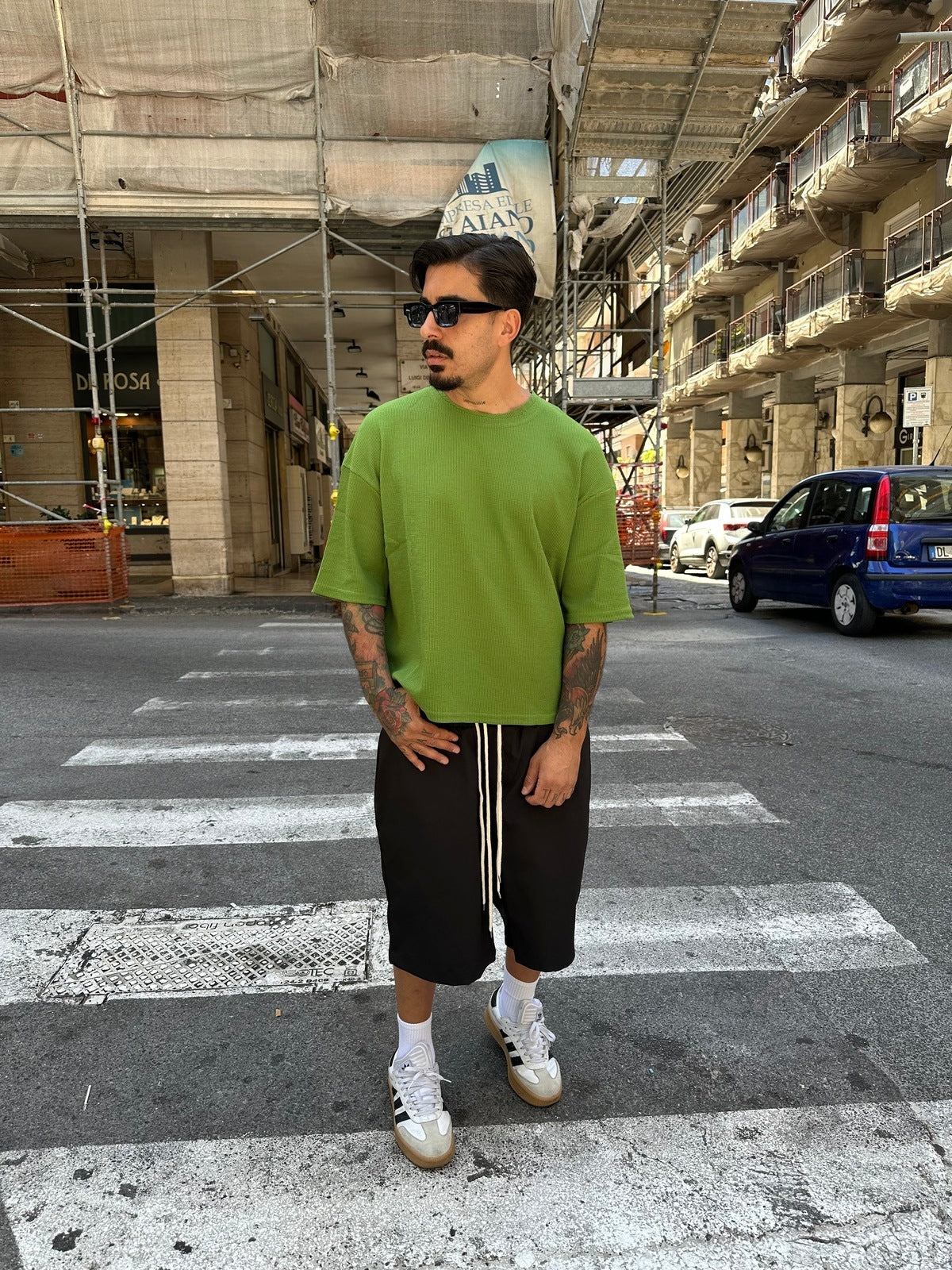 Tee Crop waffle green Tokyo couture