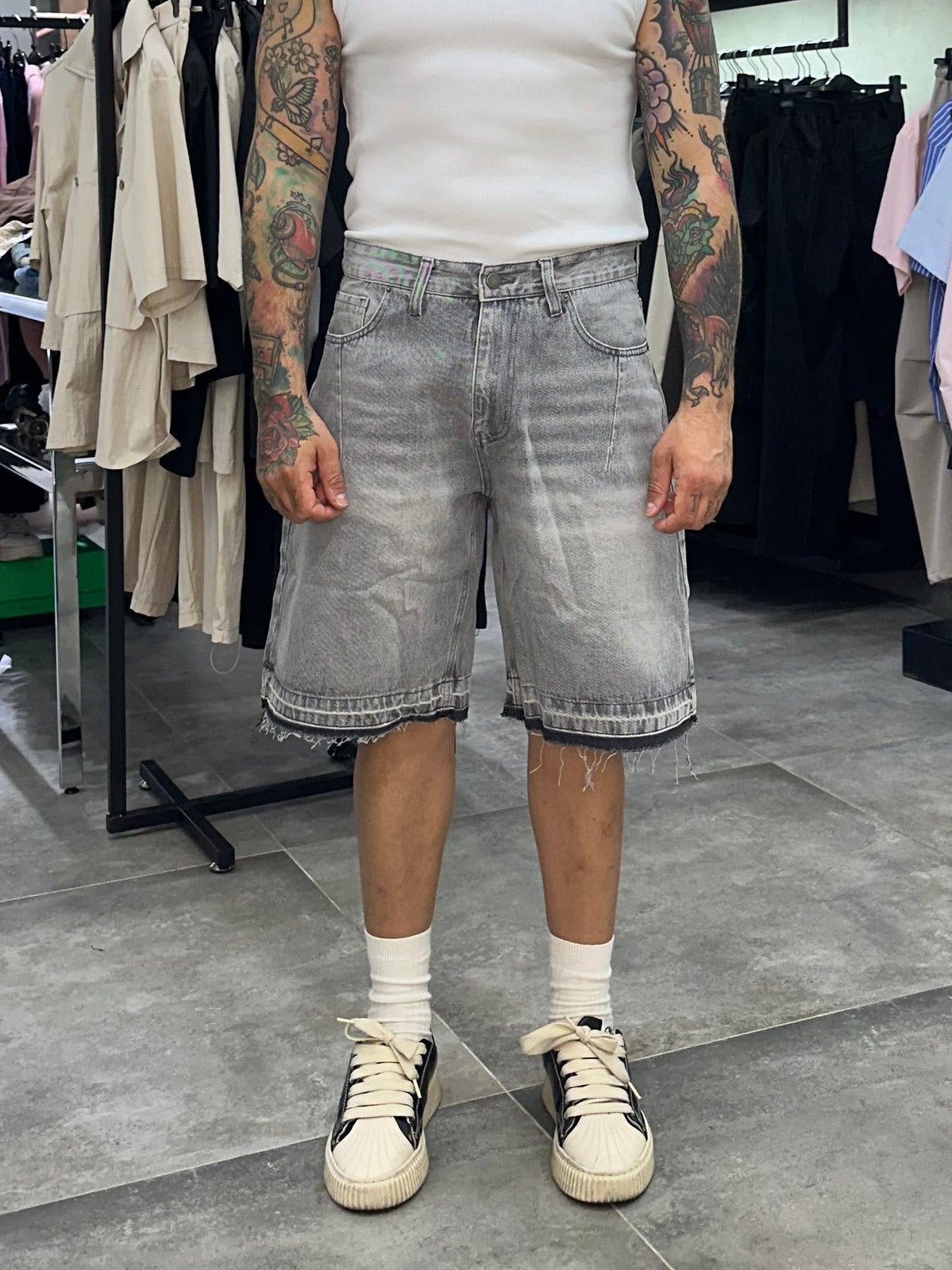 Short denim grey wash