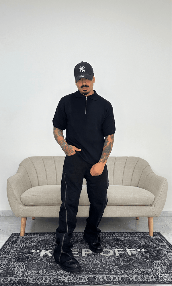 Polo wool zip black