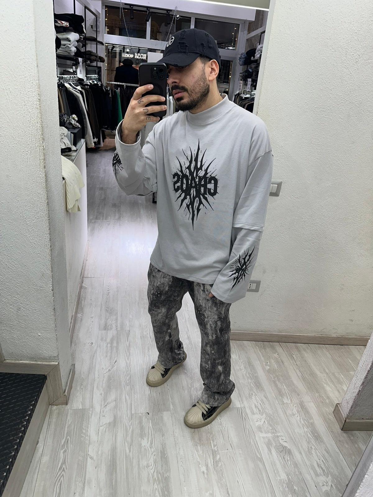 Denim flare piton grey