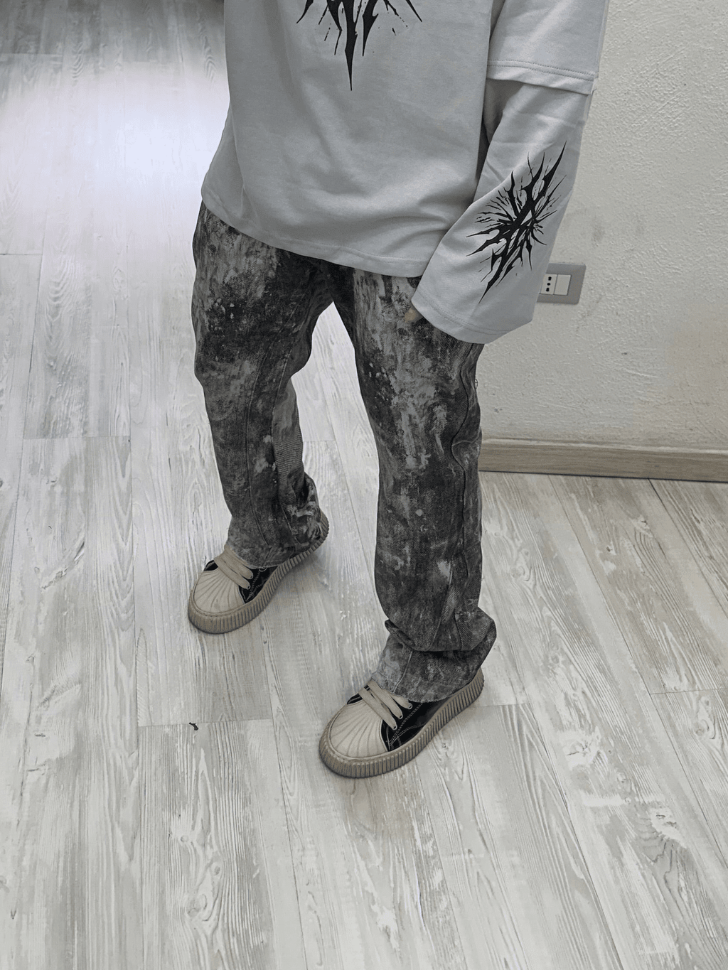 Denim flare piton grey