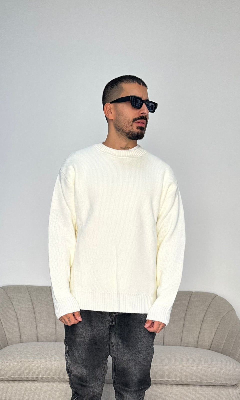 Maglione spacco panna