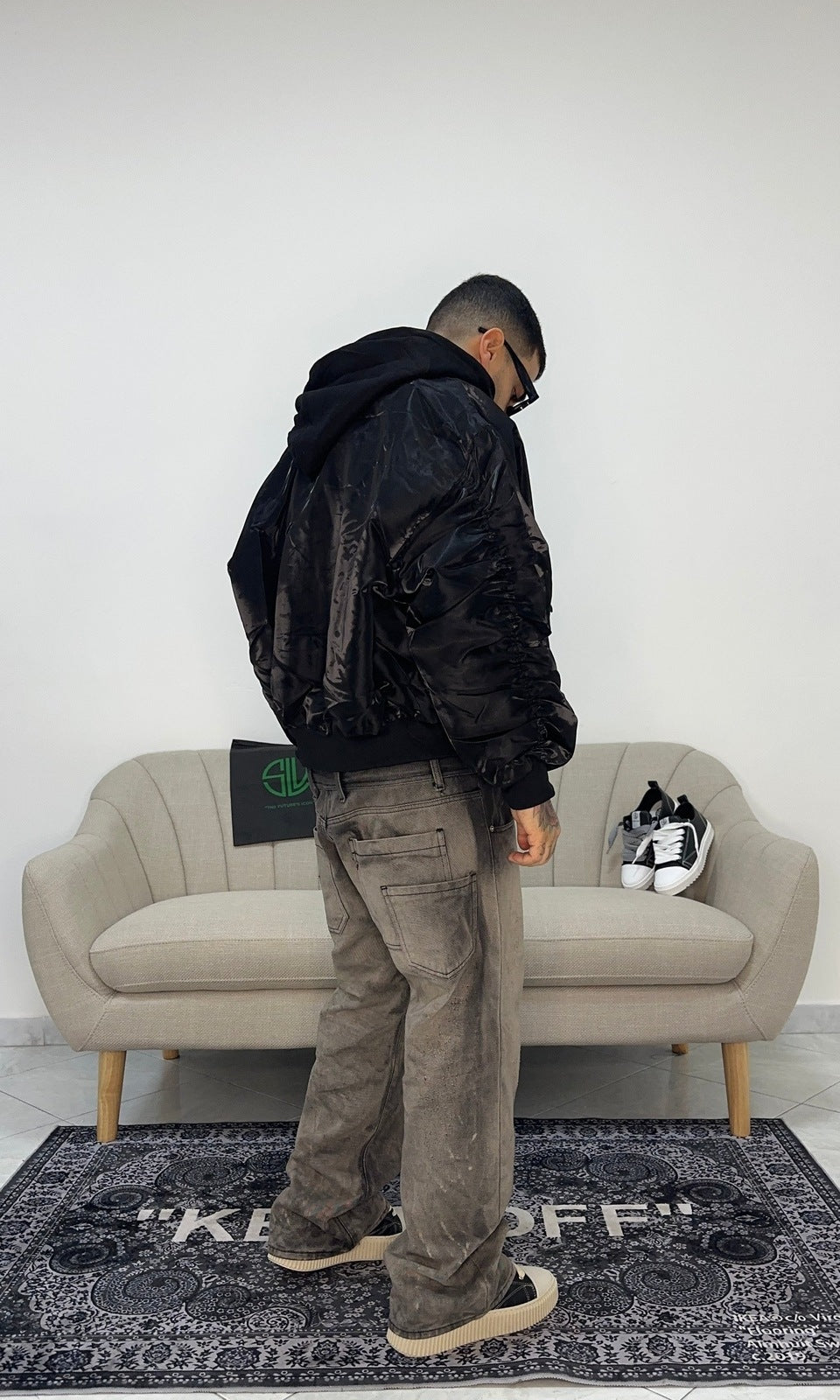 Bomber nylon cap hoodie