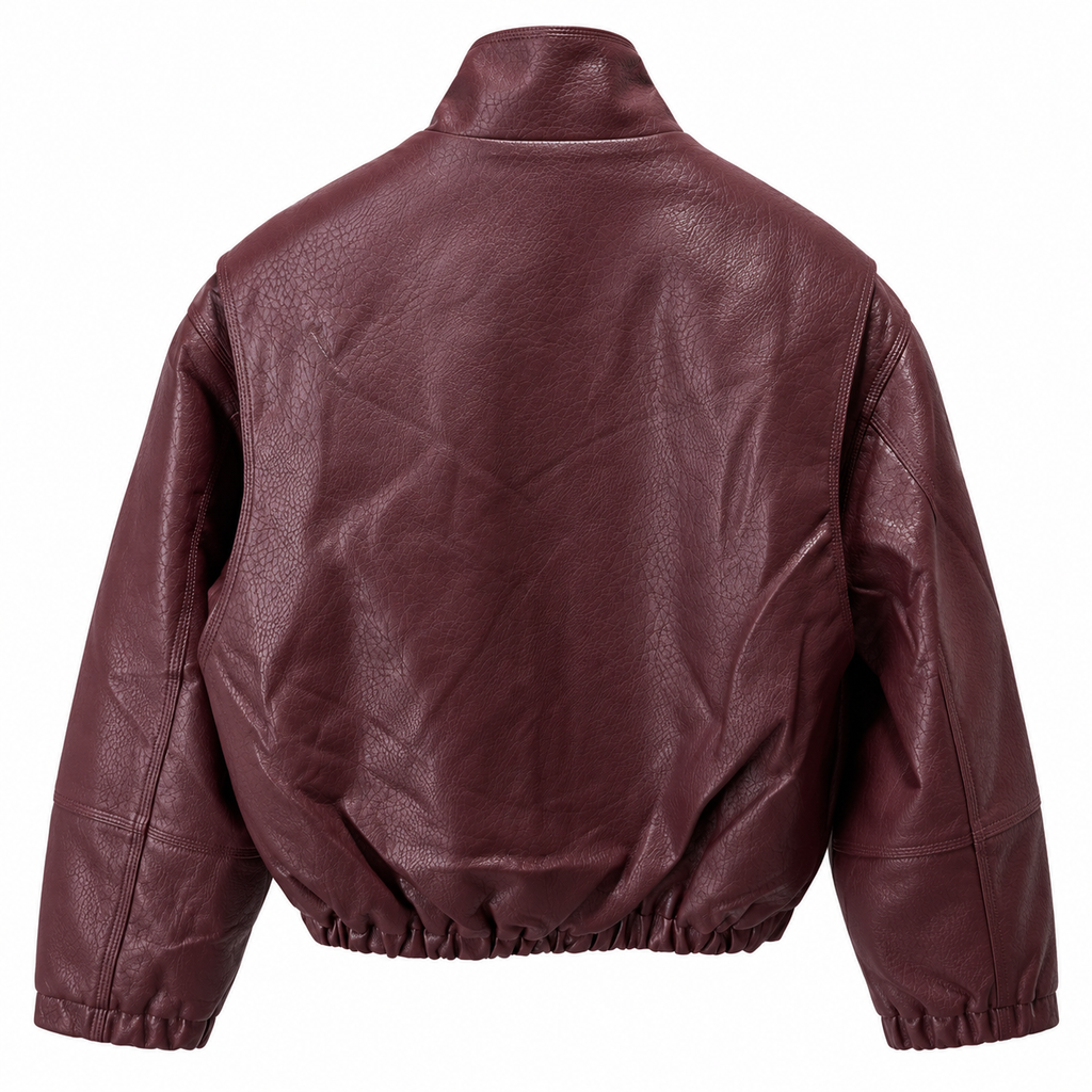 Giacca eco pelle cropped bordeaux