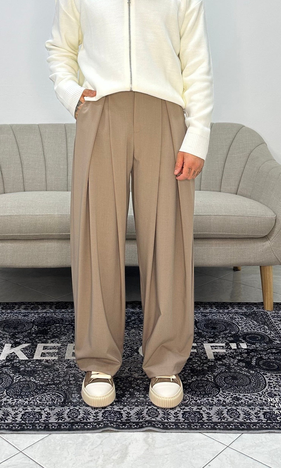 Pantaloni super pence beige Tokyo