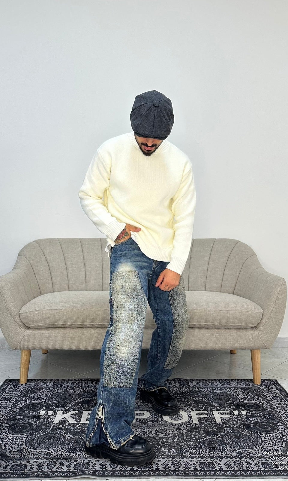 Denim flare carp zip blu sand