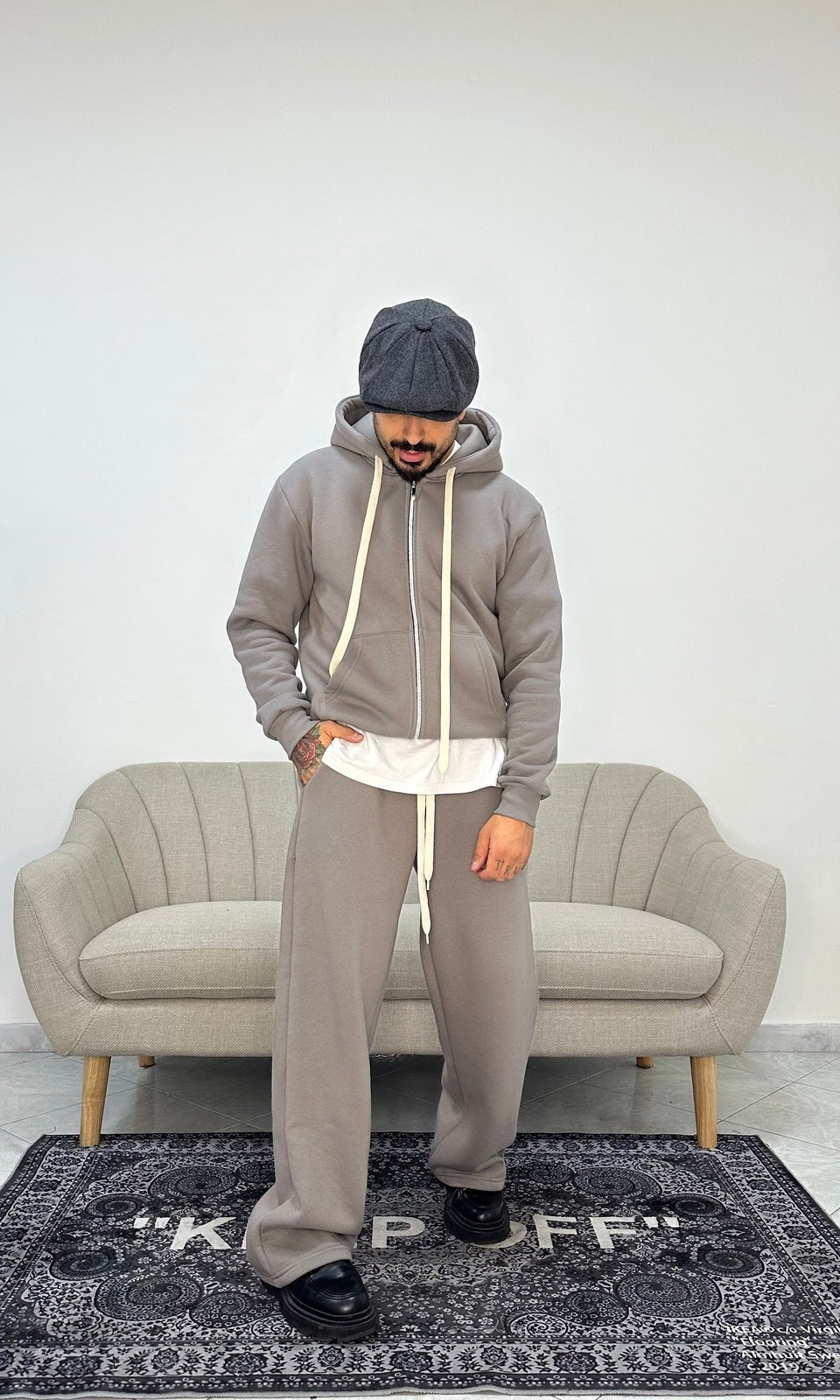 Tracksuit boxy zip grigio ferro
