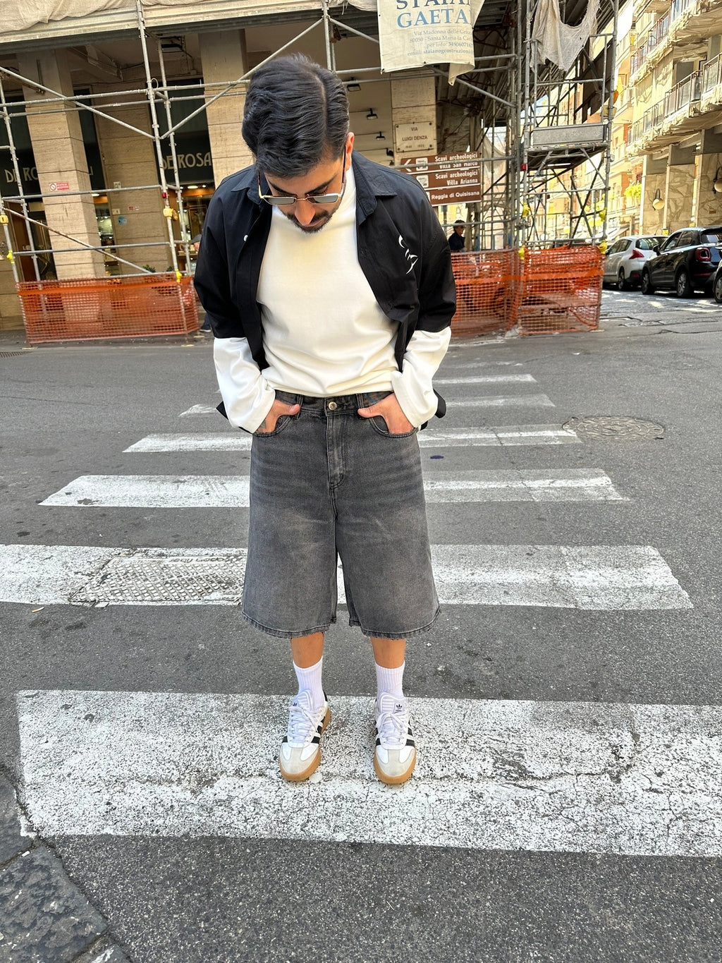 Denim jorts wash grey