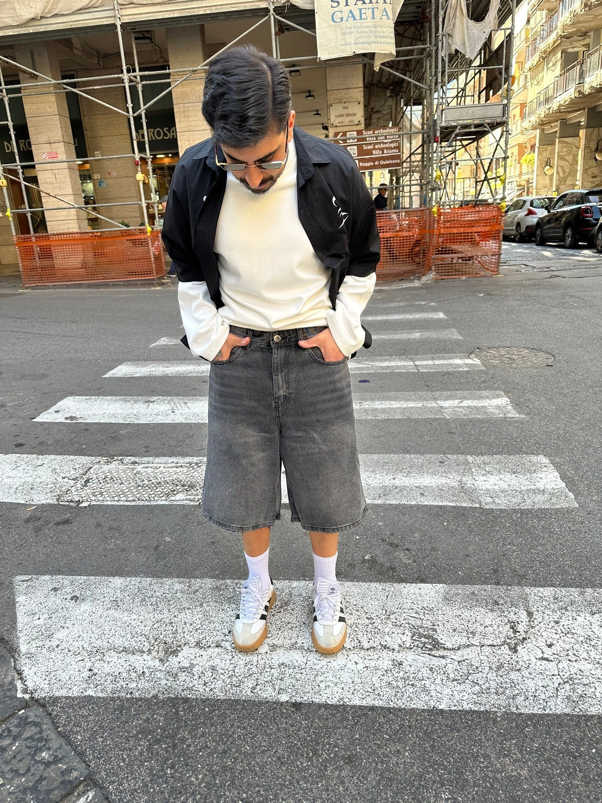 Denim jorts wash grey