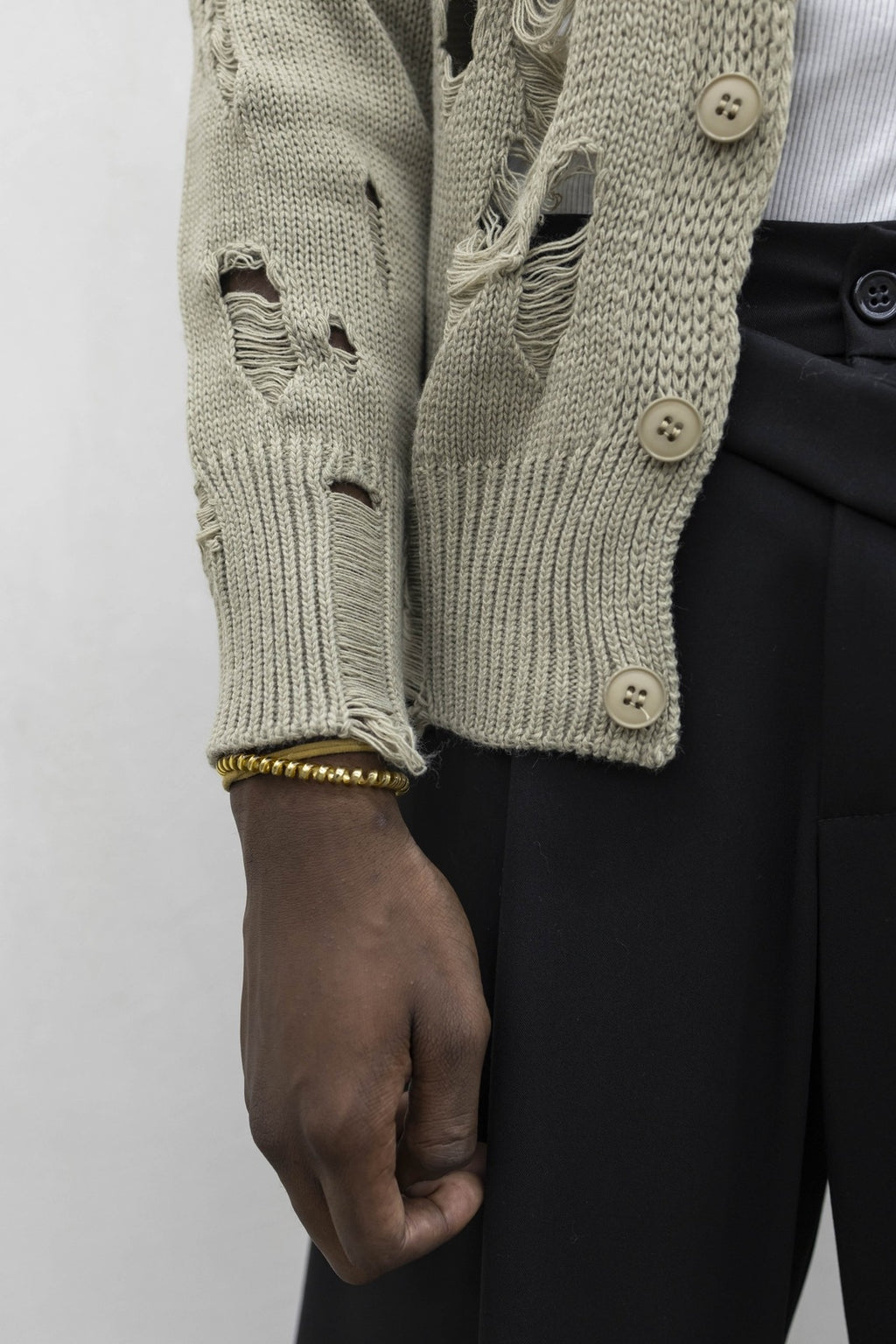 Cardigan destroy beige Tokyo couture