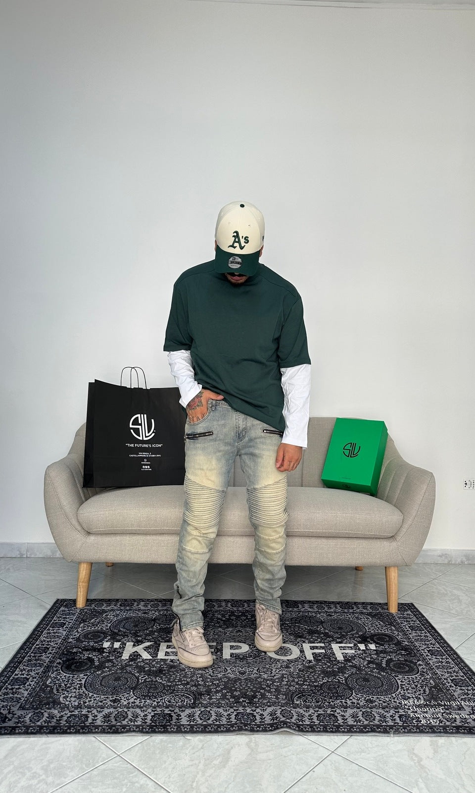 Denim biker sabbiato