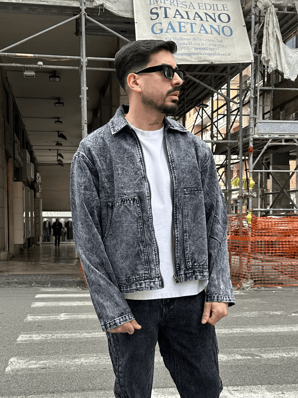 Coordinato denim full zip black
