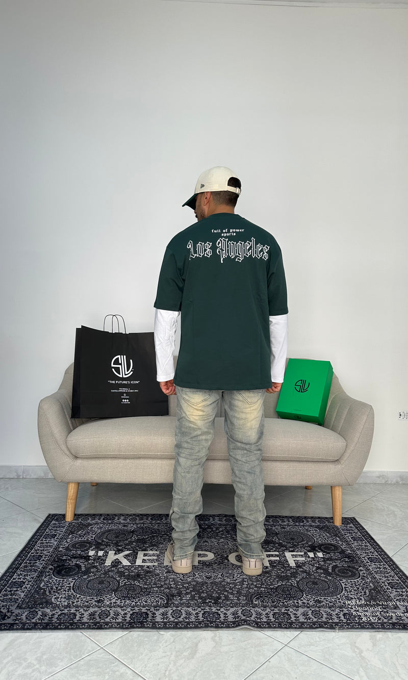 T-shirt longe Los Angles green