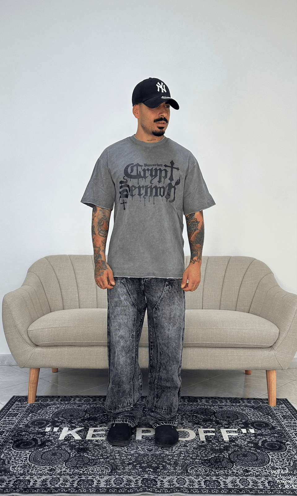 Denim baggy carpenter marmorized